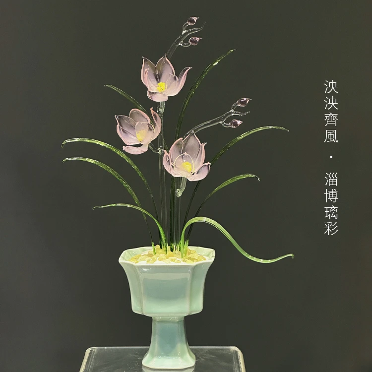 琉璃兰花新房乔迁客厅玄关装饰品国风茶道办公室高级感电视柜展示