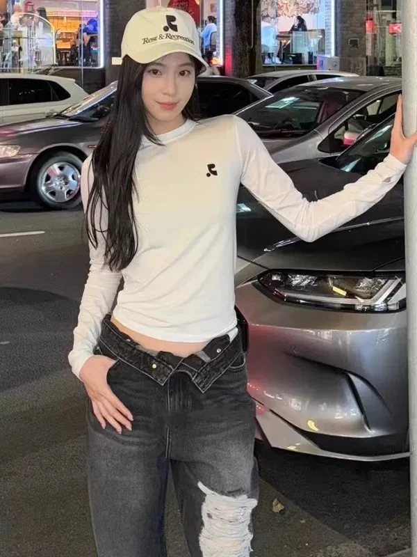 【杨嘻嘻】即墨韩版休闲时尚贝贝针织圆领长袖修身T恤打底衫29030