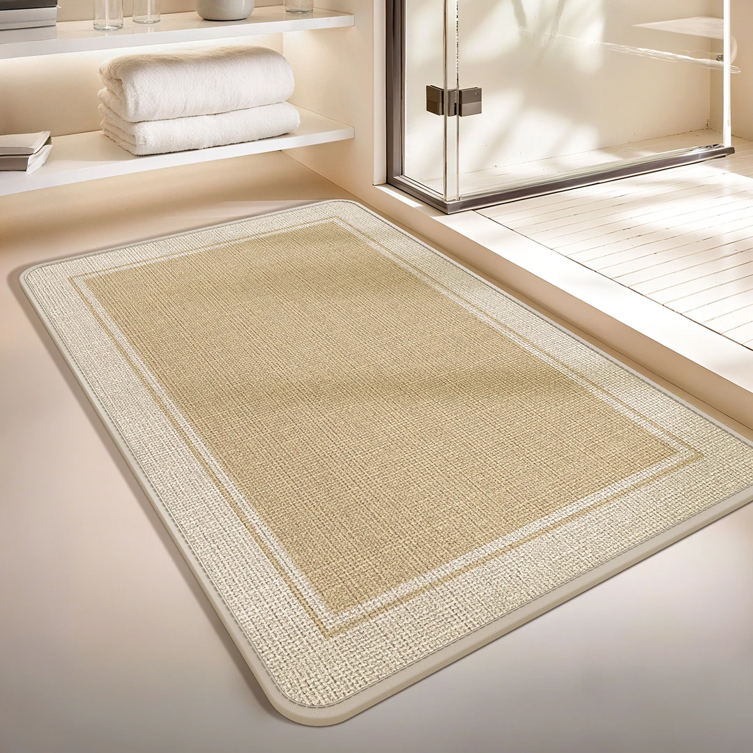 欧派卫生间浴室地垫亚麻编织吸水速干厕所洗手间门口专用防滑脚垫