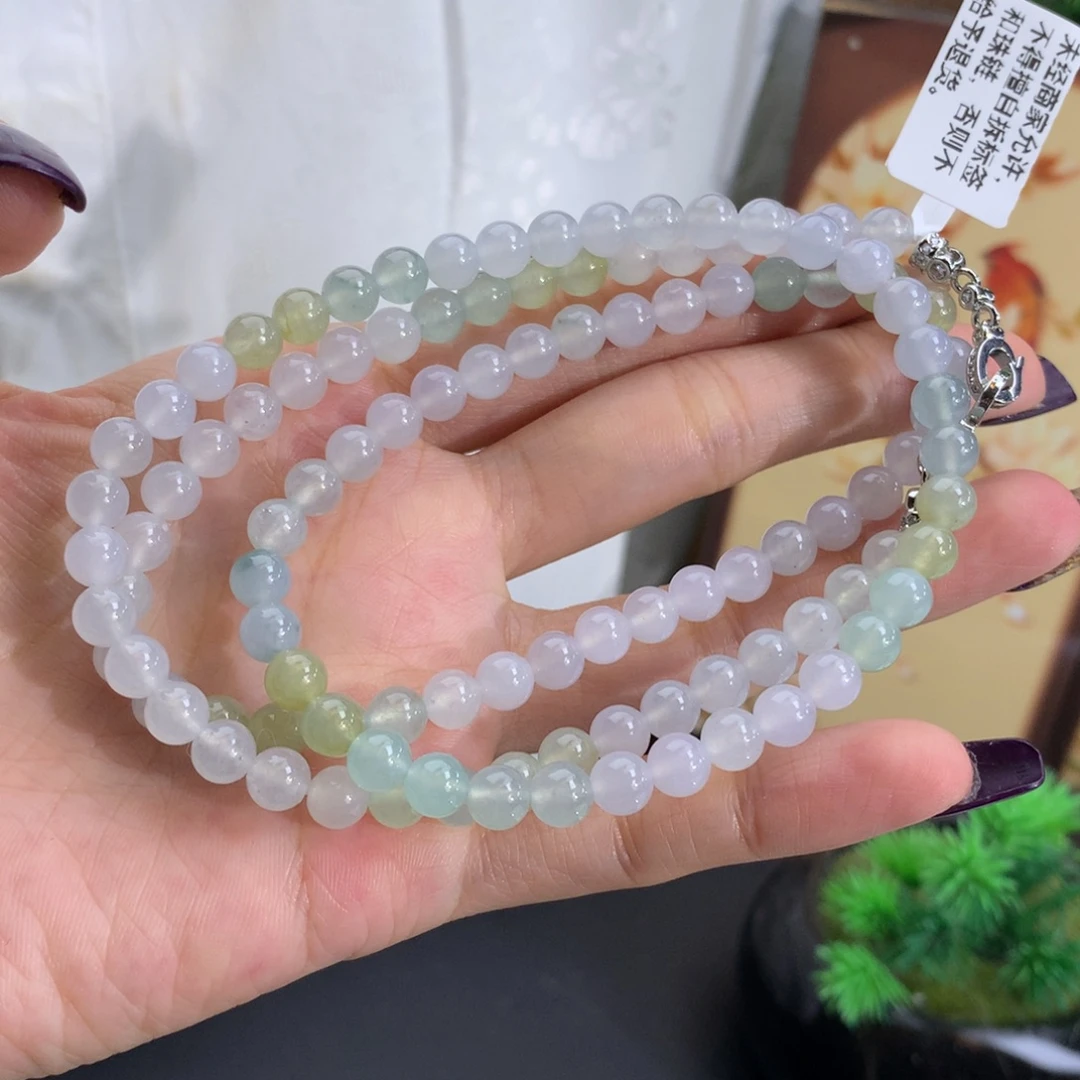 翡翠未镶嵌手串卡6冰胶马卡龙项链