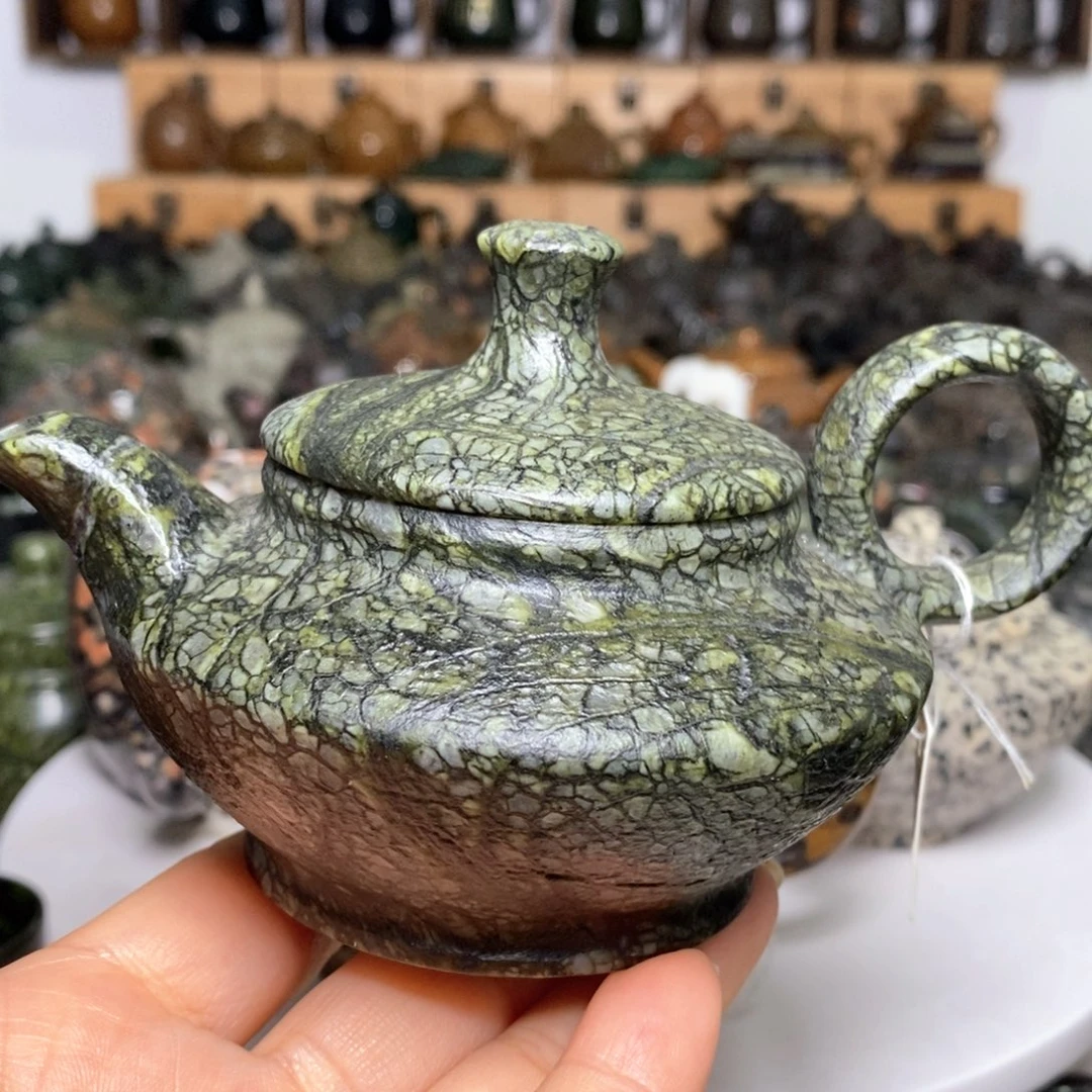 藏玉药王石蛇纹料神灯壶170cc