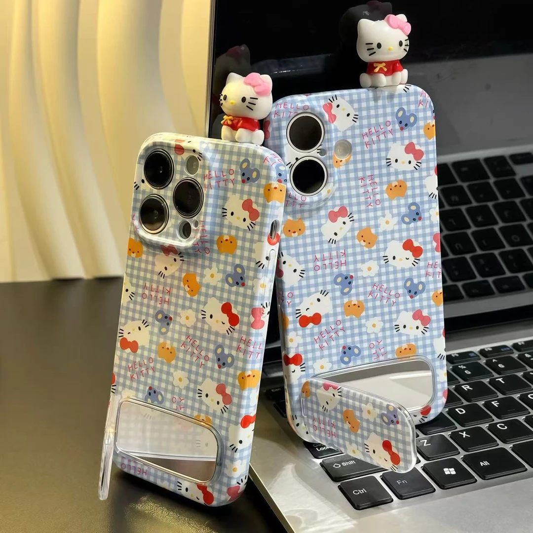 卡通趣味立体Kitty支架适用iPhone苹果16手机壳华为vivoppo小米15