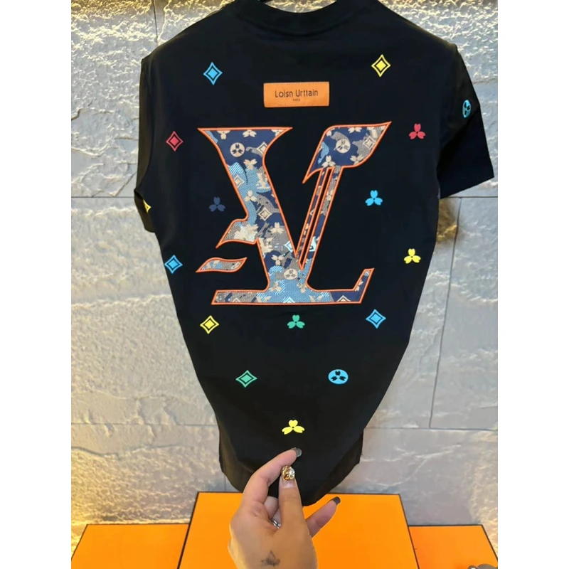 2025年春夏新款休闲时尚潮流修身刺绣款男女款高品质短袖T恤3273