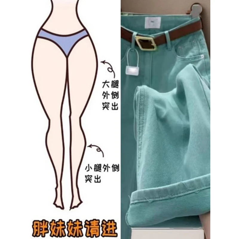 女士秋季直筒牛仔裤百搭宽松牛仔裤女秋季高腰阔腿老爹直筒休闲裤