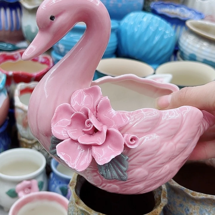 多肉绿植陶瓷花盆9.9包邮，有孔