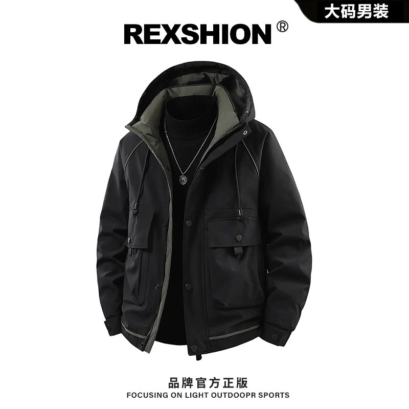 REXSHION防寒加厚羽绒服男装冬季2025新款潮牌高端美式工装外套男