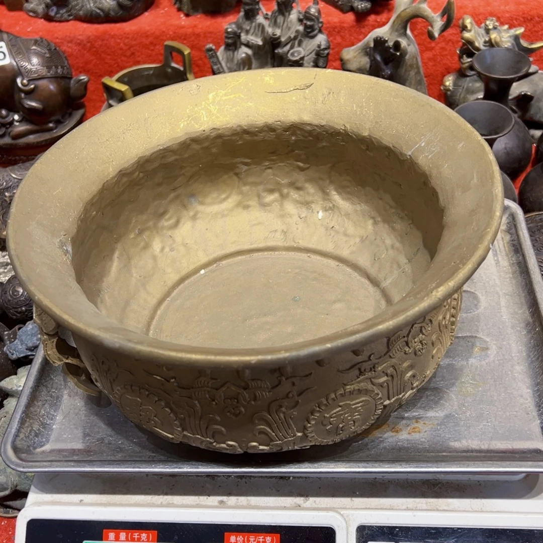 雄***）黄铜摆件，文房摆件