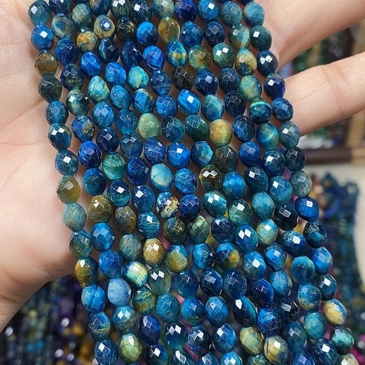 玛瑙/玉髓未镶嵌珠宝半成品虎眼米切卡5mm一条