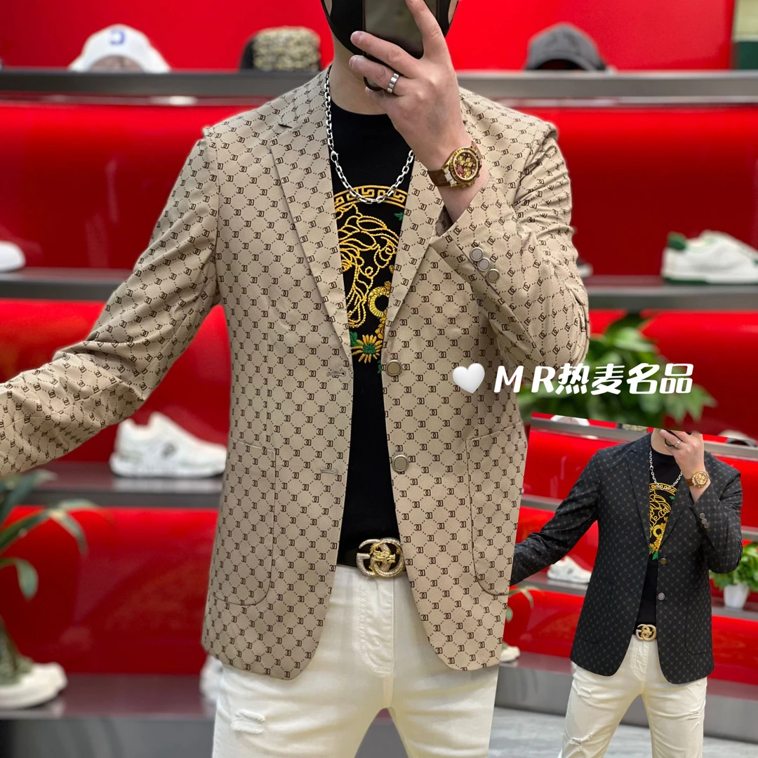 【熠星甄选】春夏西装字母菱形格潮流25款 男士修身高端西服外套