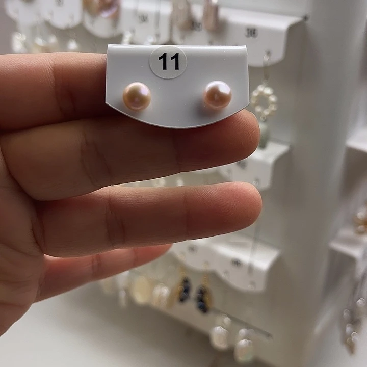 耳饰银S925镶嵌淡水珍珠