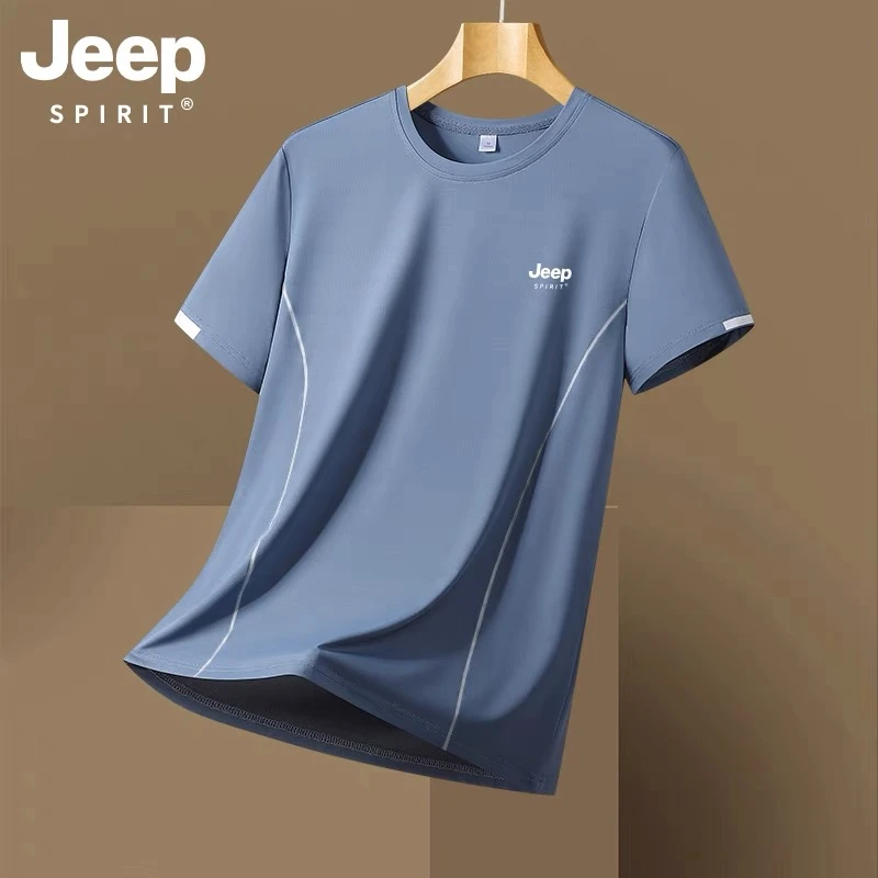 JEEP SPIRIT短袖男2025新款夏季冰丝速干运动T恤夏装凉感男士上衣