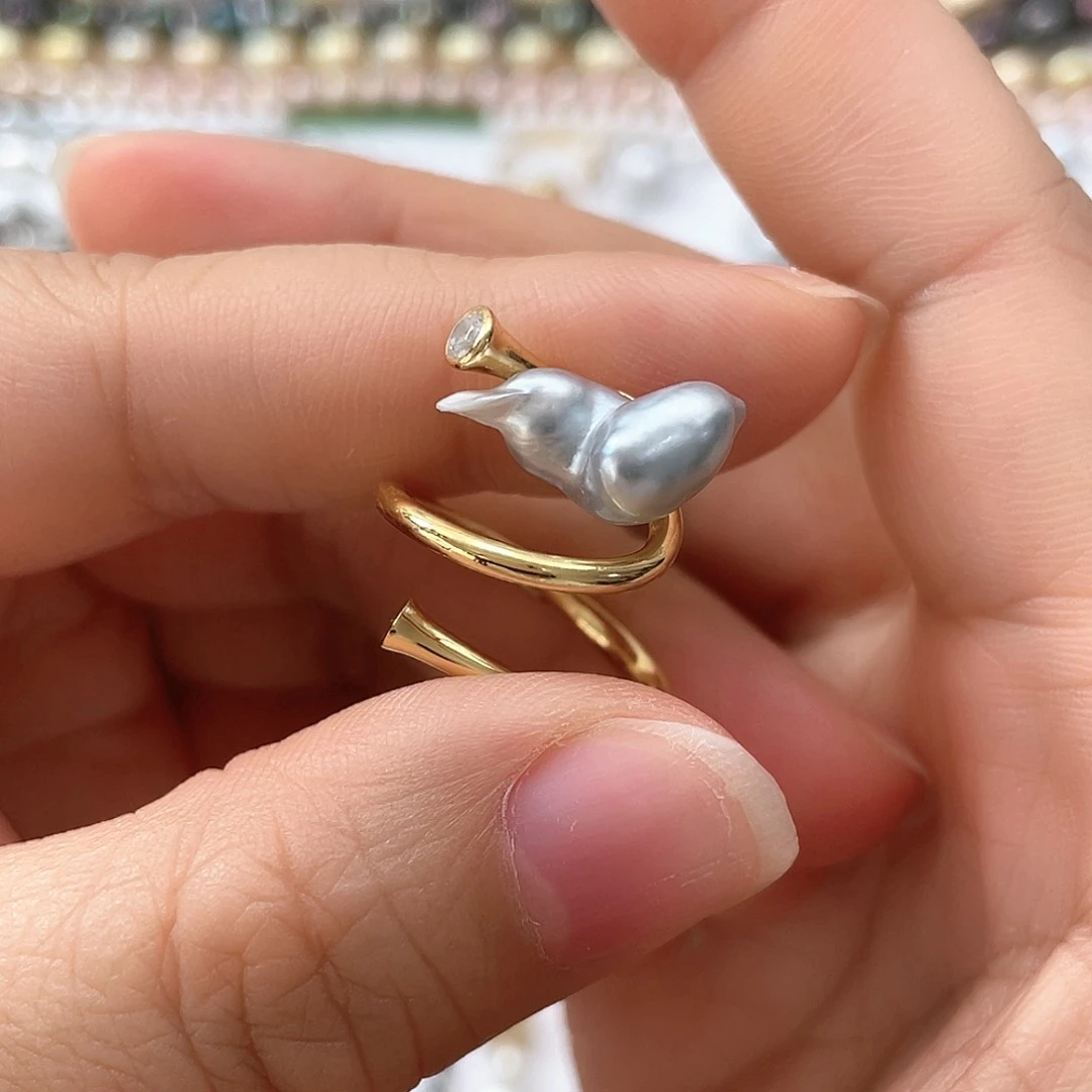 海水珍珠戒指银S925镶嵌