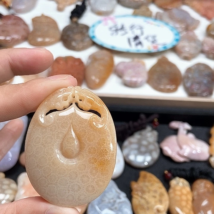 颈饰未镶嵌硅化珊瑚（珊瑚玉）
