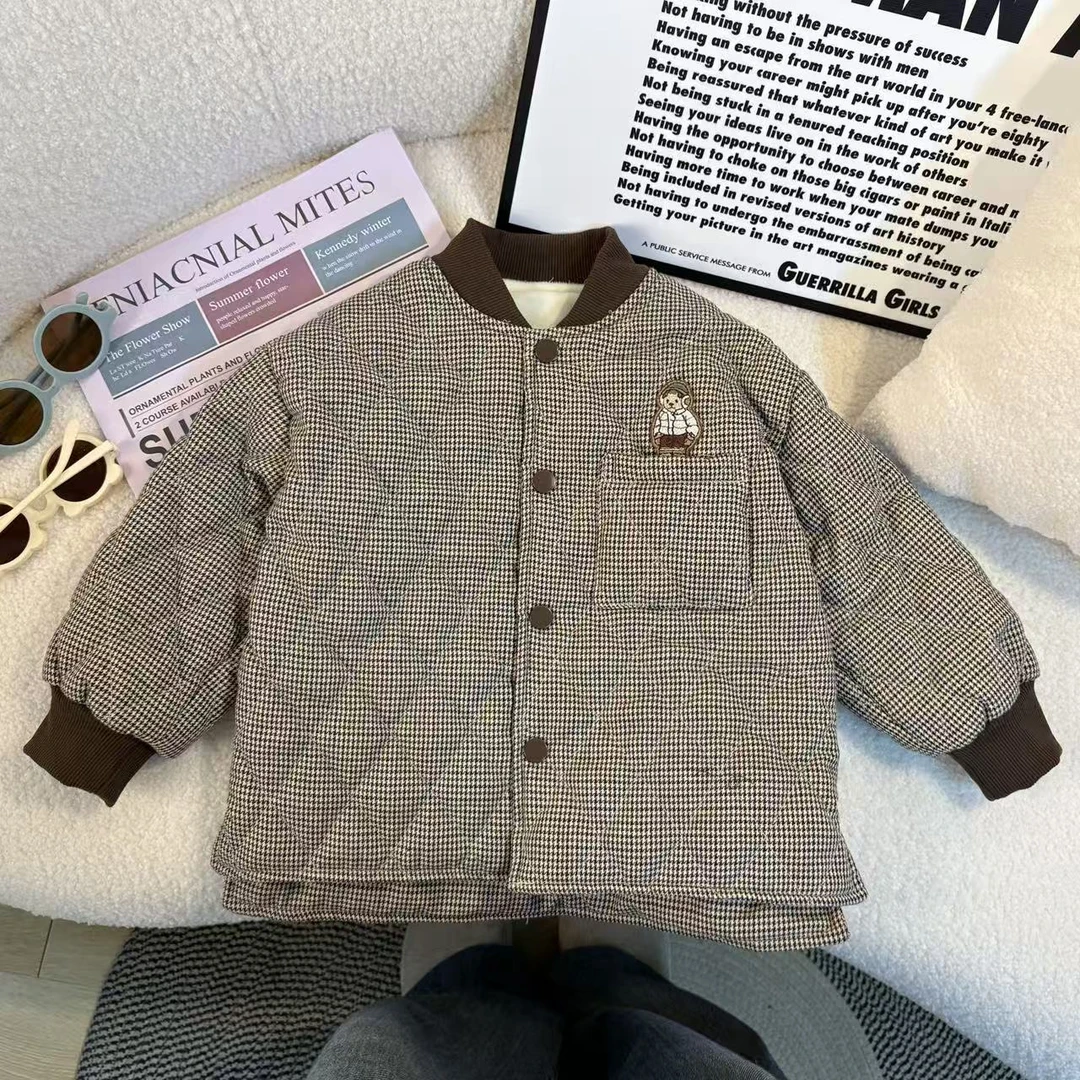 JMJQ 上新冬季中小童韩版厚保暖绣标字母防寒棉服棉袄外套251153