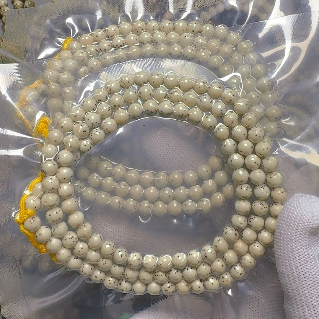 星月菩提手串原生态石玉料卡6圆珠大留白脖挂