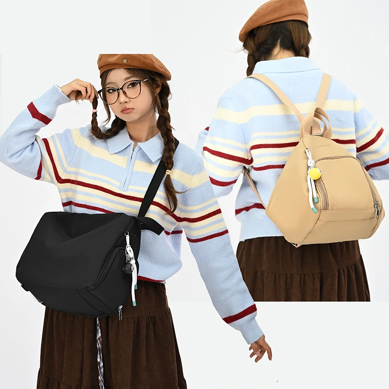 休闲女包多功能时尚双肩包大容量斜挎包防水尼龙布包单肩包休闲潮