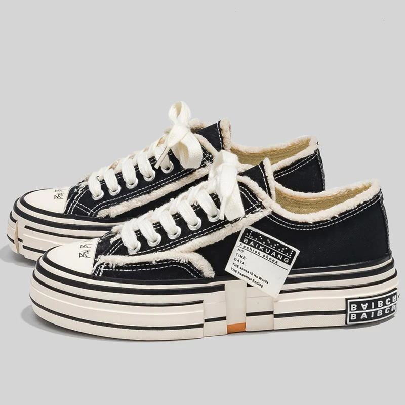 男鞋厚底增高帆布鞋男夏季休闲百搭小众原创黑色乞丐防滑板鞋子潮