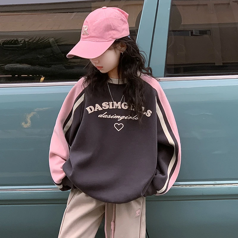 女童韩版卫衣春秋款2025新款中大童女孩秋季上衣时尚秋装内搭潮