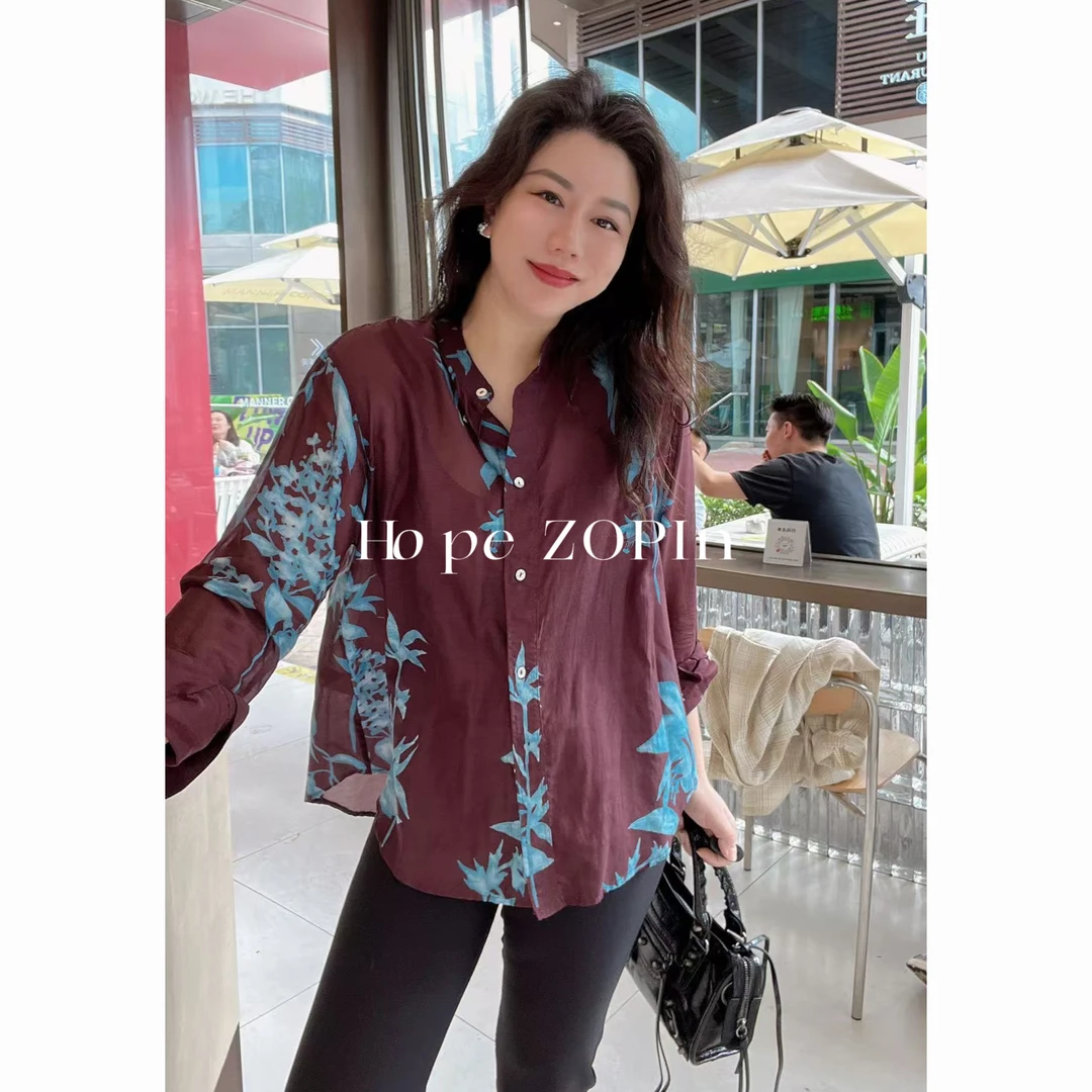 【大G精选】“海上繁花” 法式东方重磅丝棉设计感印花衬衫