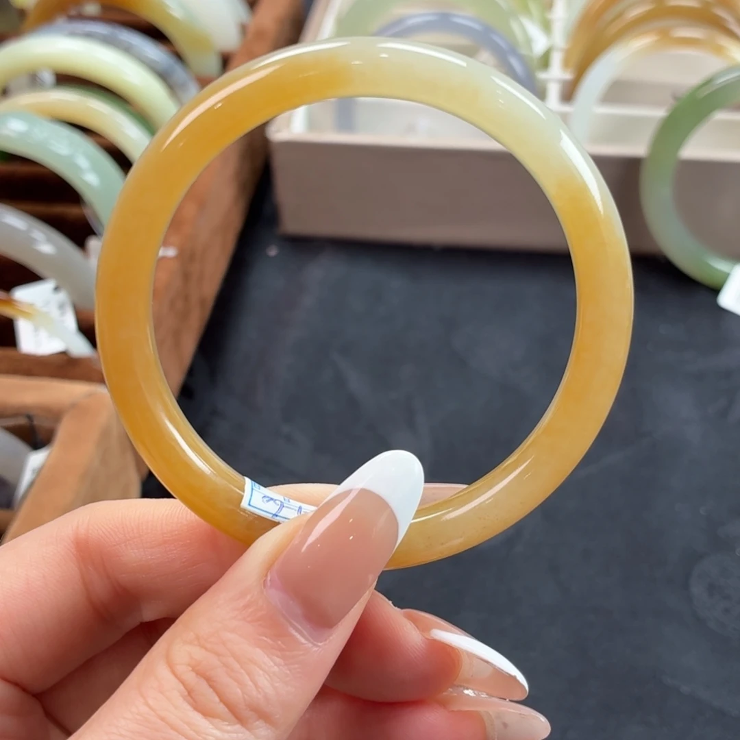 和田玉未镶嵌手镯蜂蜜罐金蜜糖正装34