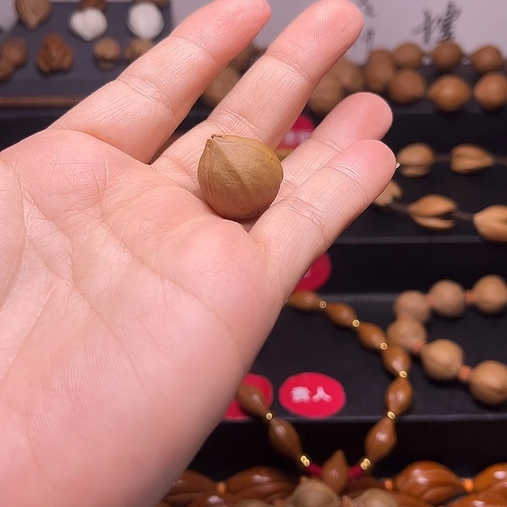 白***泥手串橄榄核三颗单籽