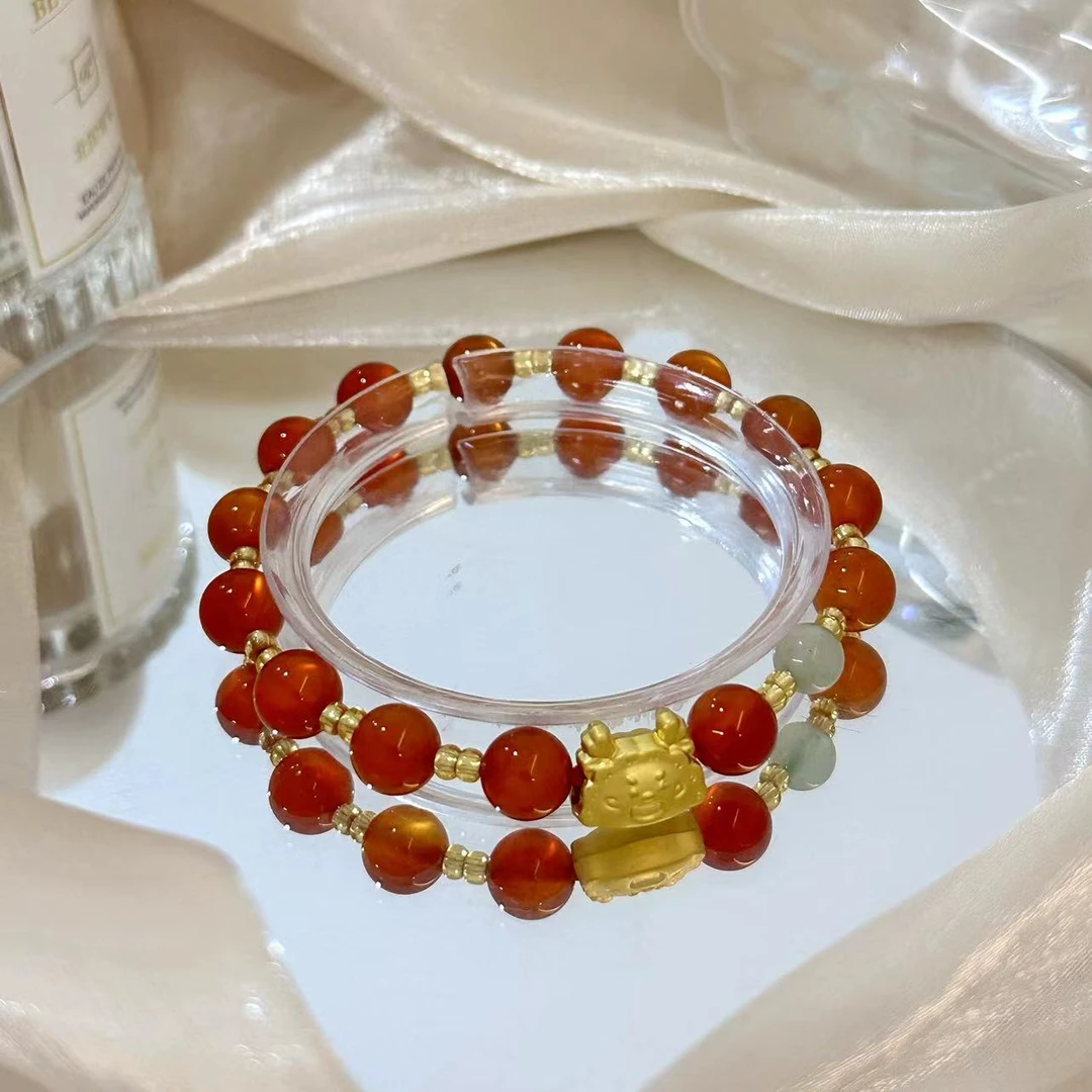 〖龙宝鸿〗FD003红玛瑙绿东陵手串手链多样性发一