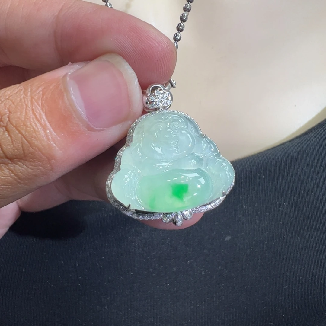 翡翠18K金镶嵌吊坠(不含链)
