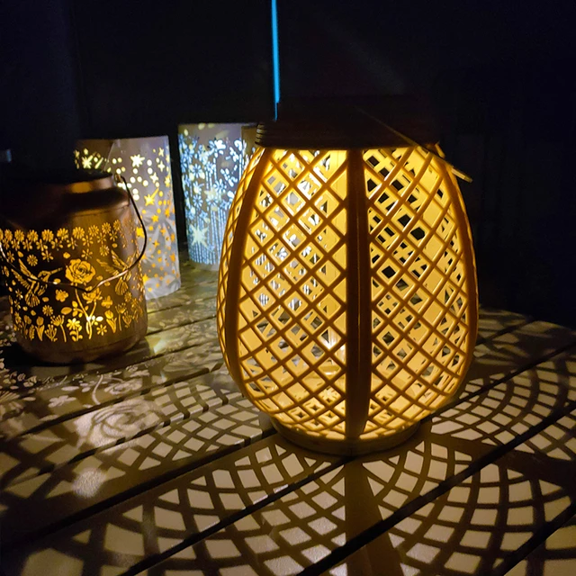 仿藤编塑料灯防水室外灯创意草坪灯太阳能户外简约景观灯自动亮灯