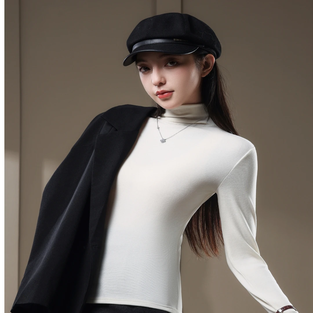 【天丝绵羊毛】50支优可丝秋冬百搭耐磨紧身保暖半高领打底衫167