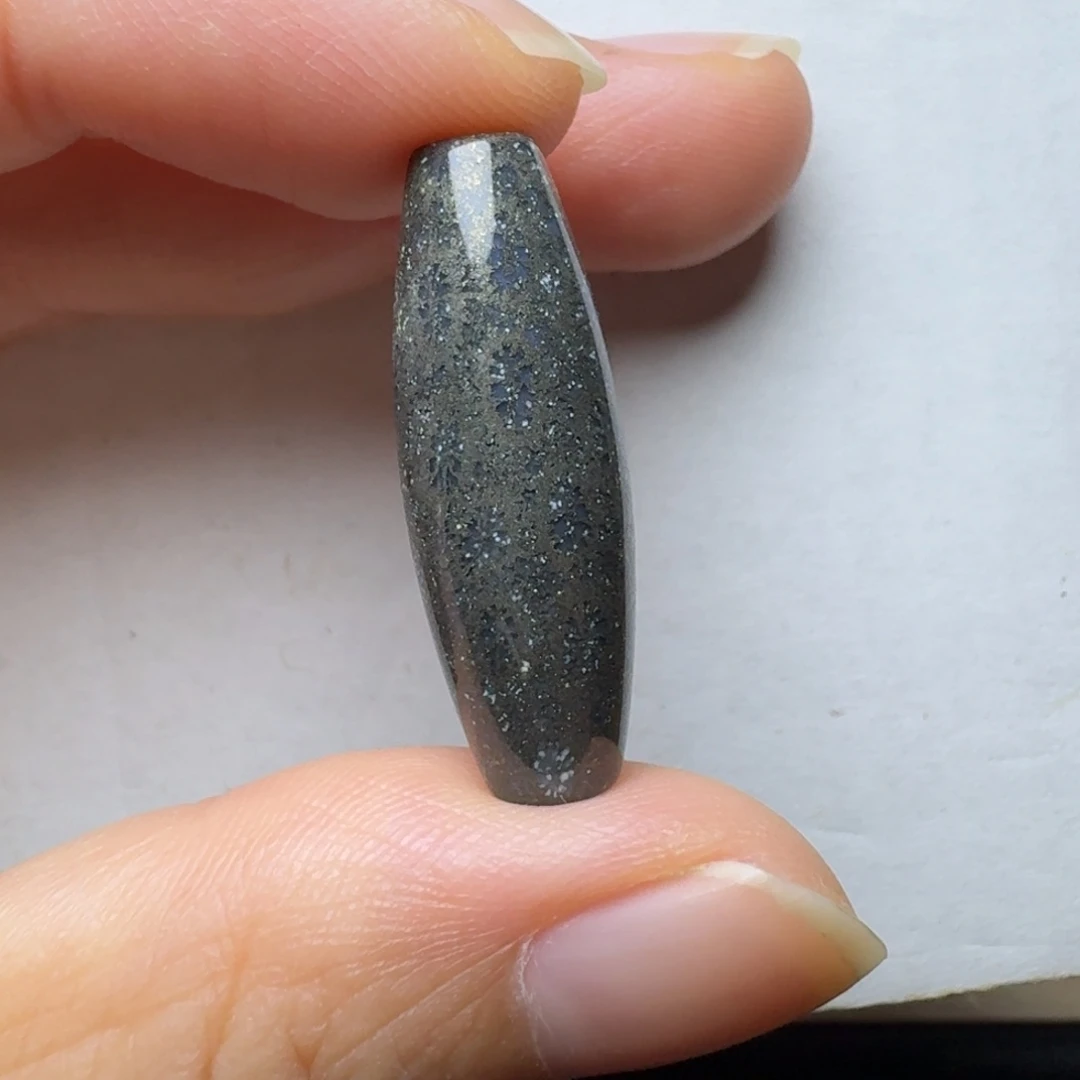 硅化玉未镶嵌飘蓝花的黑金沙，好酷