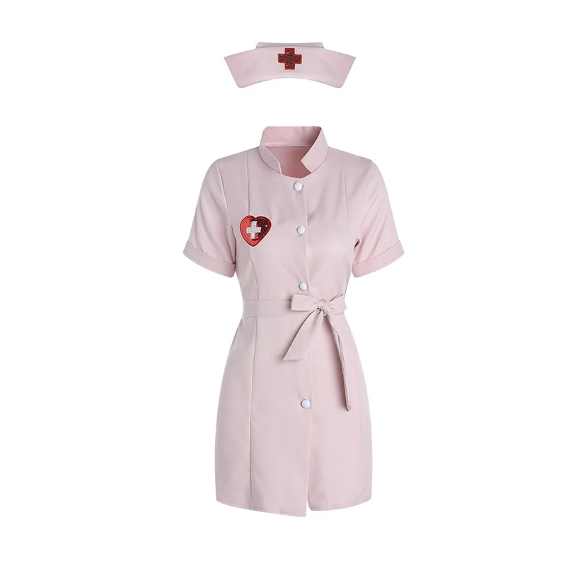 女士显瘦性感内衣护士服火辣开衫系带小胸设计感制服套装约会战袍