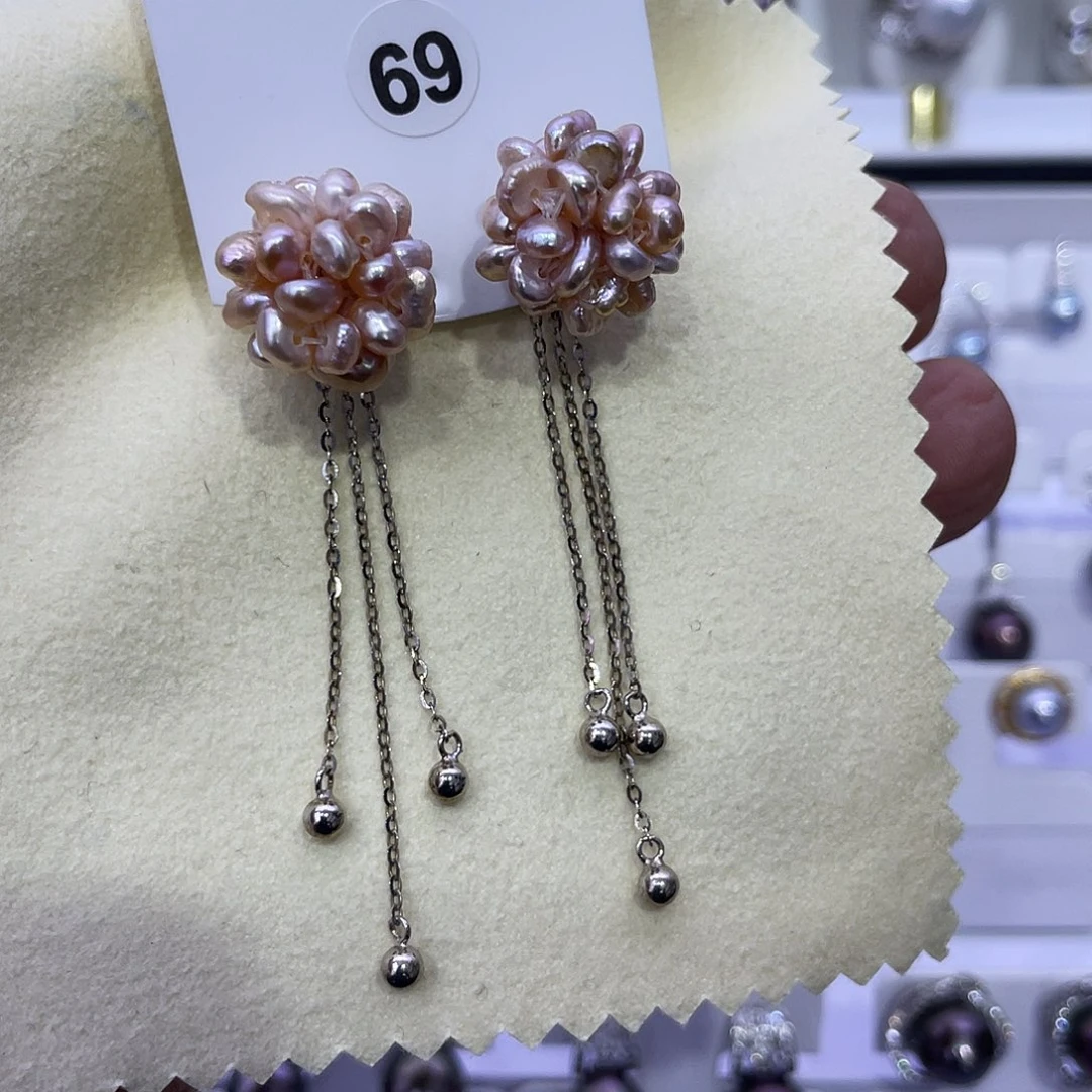 银S925镶嵌耳饰淡水珍珠