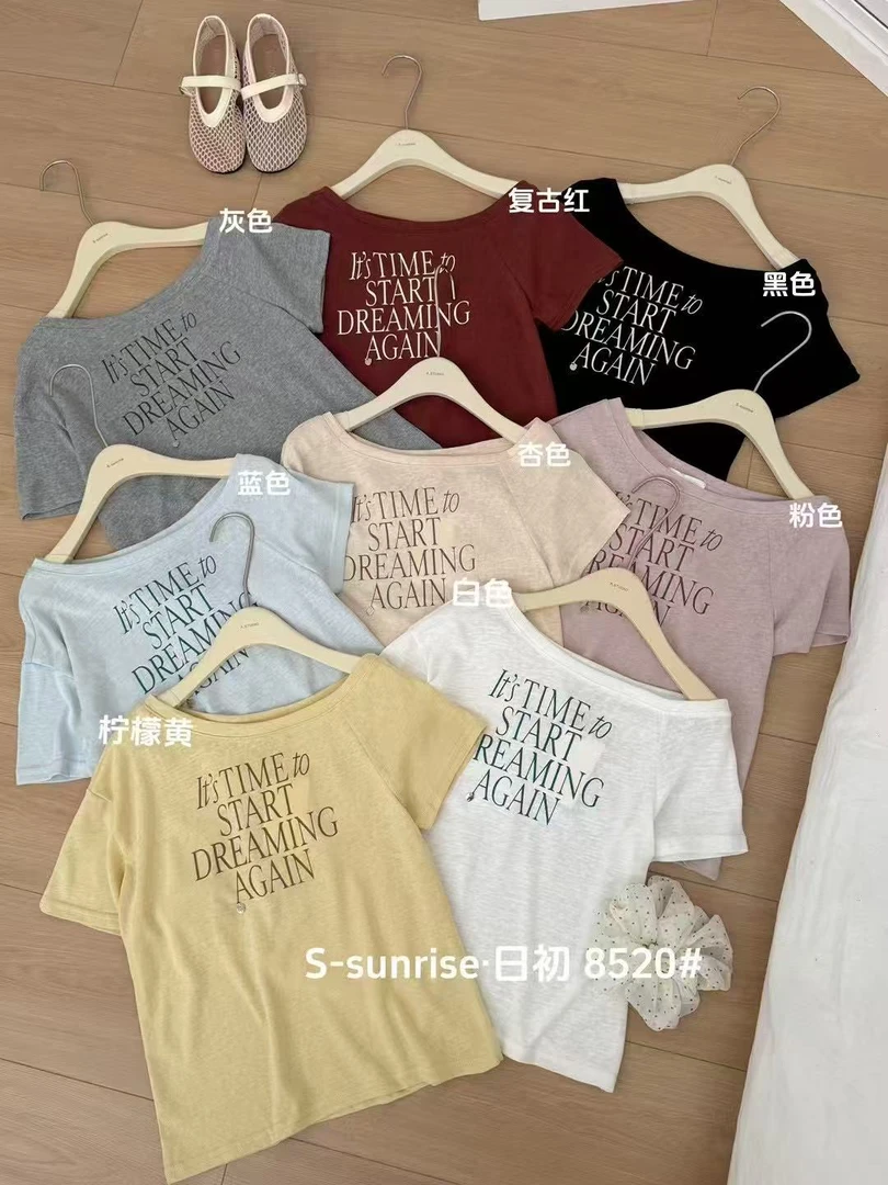 可可推荐~日初家高品质字母短袖T恤8520