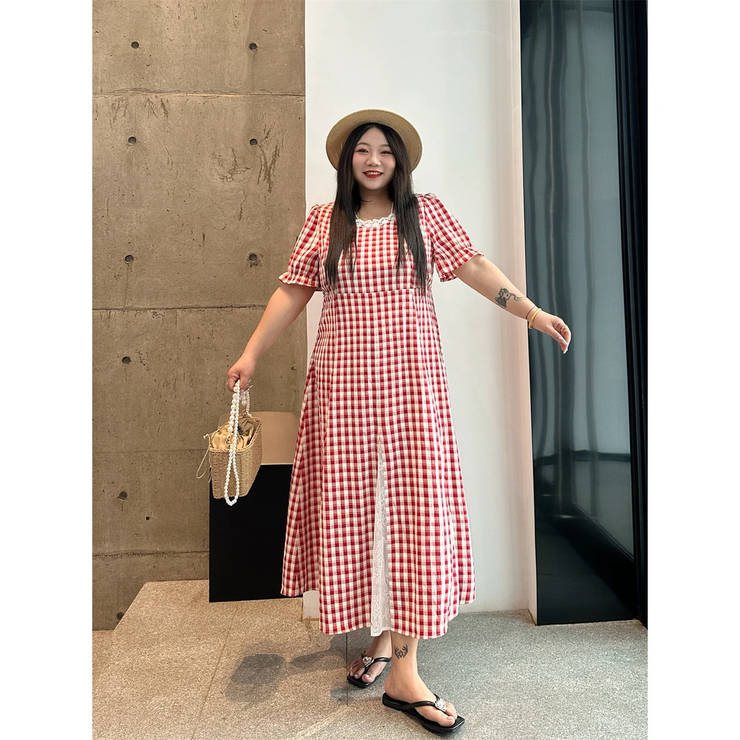 断码捡漏~云端绮想/法式遮肚丝拼接甜美连衣裙18203花契大码200斤