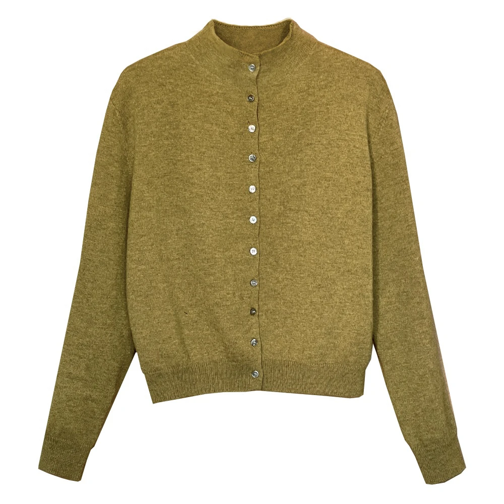 翻领设计感气质半高领毛衣羊毛衫短款复古针织宽松网红显瘦纯色