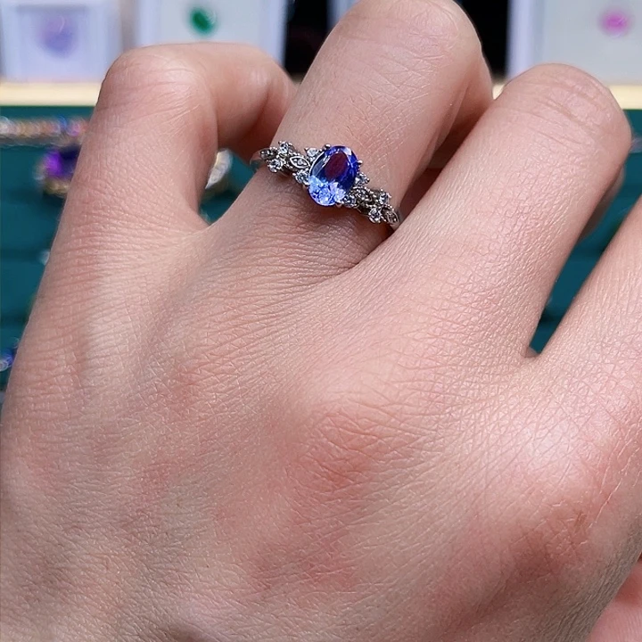 坦桑石戒指银S925镶嵌