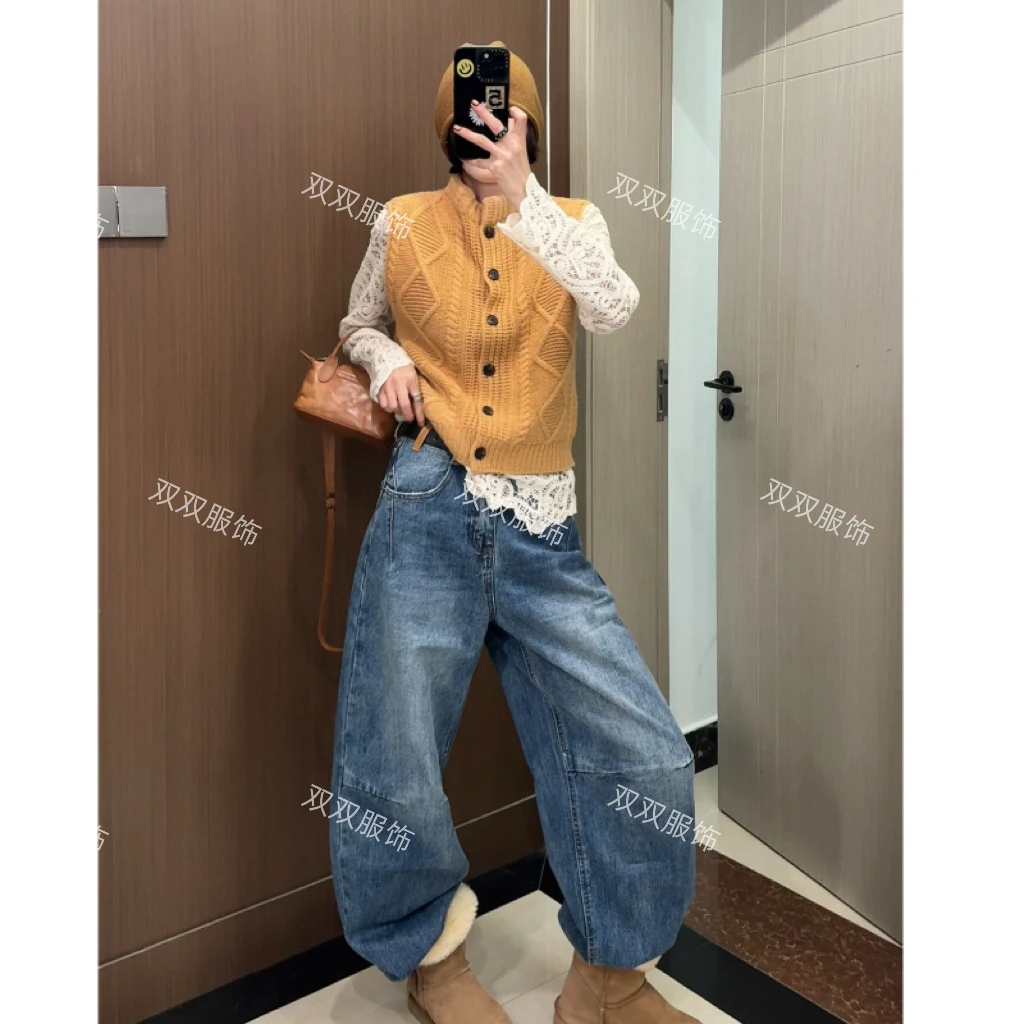 【SSOUHAN】麻花立领无袖绵羊毛马甲韩版修身