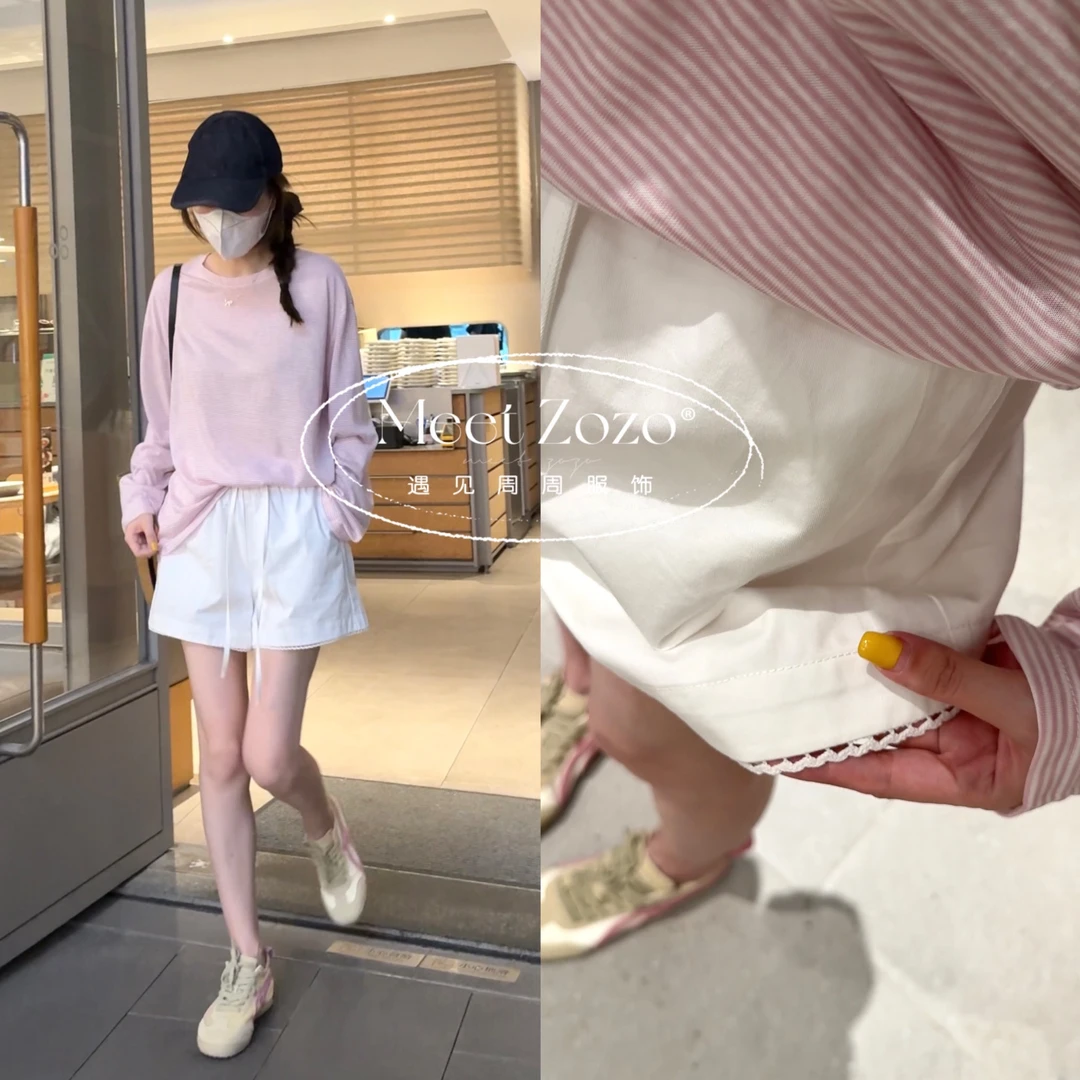 MEET ZOZO【周周】“花边短裤”夏季显瘦百搭松紧腰休闲短裤女255081
