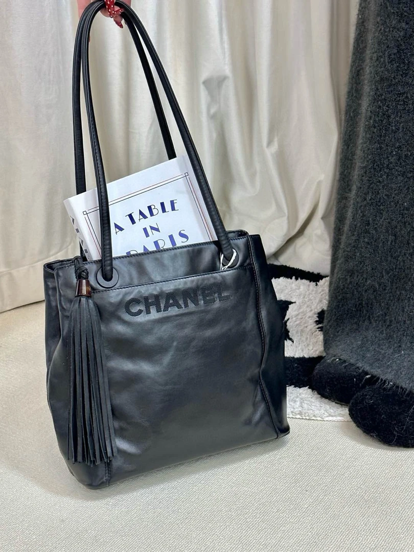 95新 Chanel/香奈儿 Chanel 黑色流苏中古托特单肩包(K)