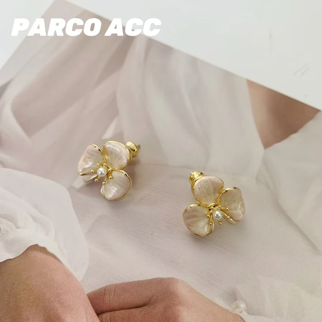 铜合金珐琅耳饰 TB404 CHROMA JP订单意大利珠光釉蝴蝶兰耳钉