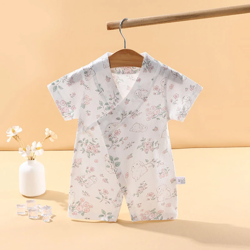 小孩衣服婴儿连体衣夏季短袖薄款纯棉无骨哈衣初生新生儿宝宝和尚