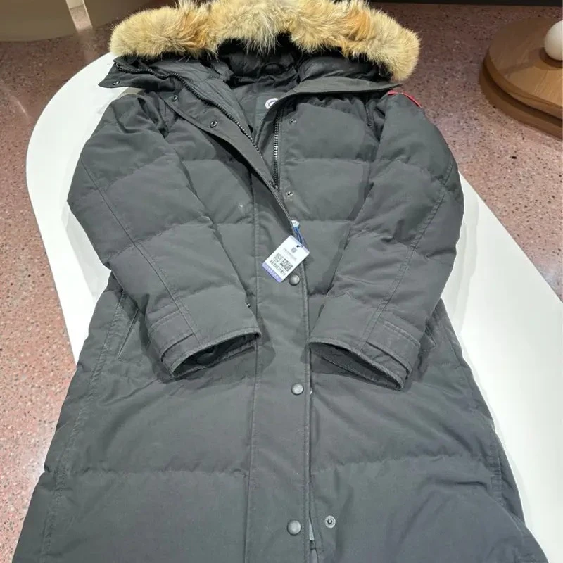 95新 CANADA GOOSE Canada goose加拿大鹅黑色长款羽绒服S码