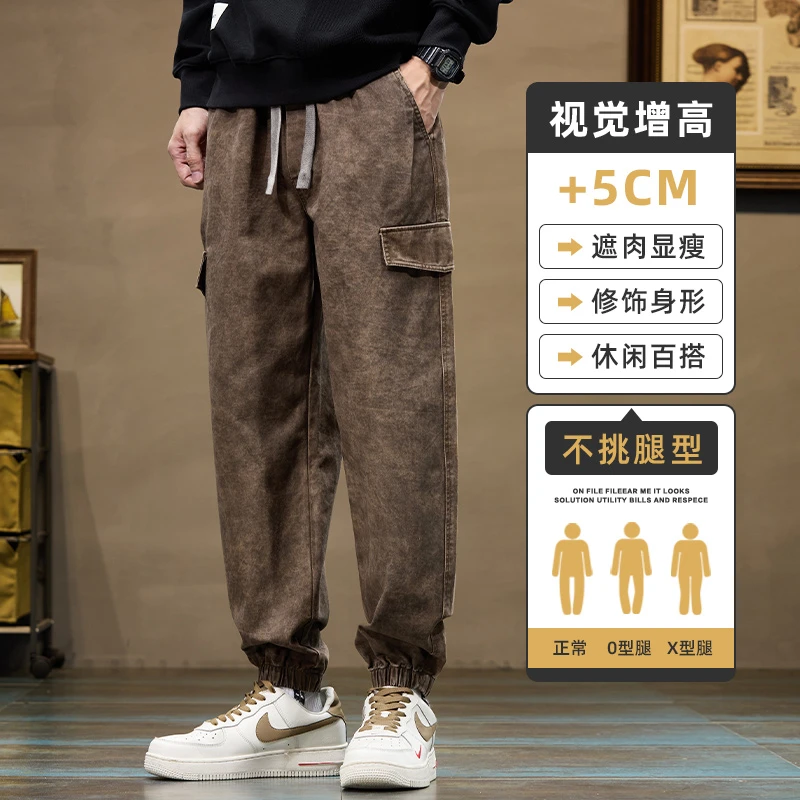 美式工装裤休闲裤弹力高棉束脚裤男士裤子大码显瘦舒适透气男裤