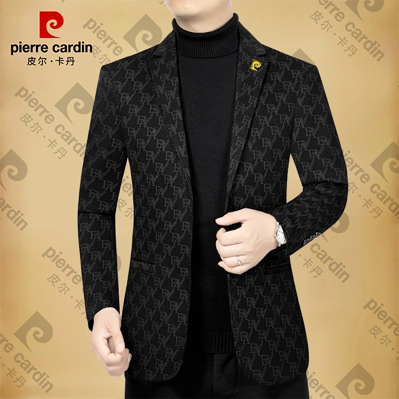 皮尔卡丹正版春秋季新款商务休闲西服英伦风男装外套升级款西装领