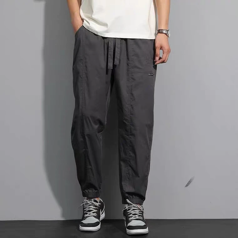 2025夏季薄款速干宽松工装裤男潮流百搭冰丝小裤时尚束休闲空调裤