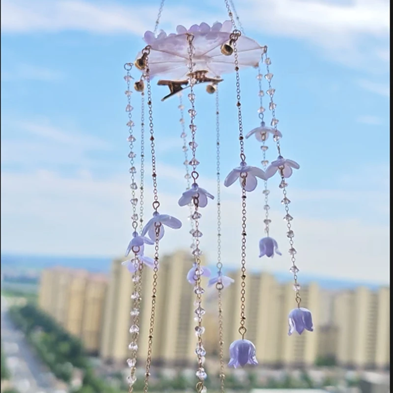 风雪初晴绛紫摇梦风铃发夹手工气质汉服百搭清新时尚配饰品