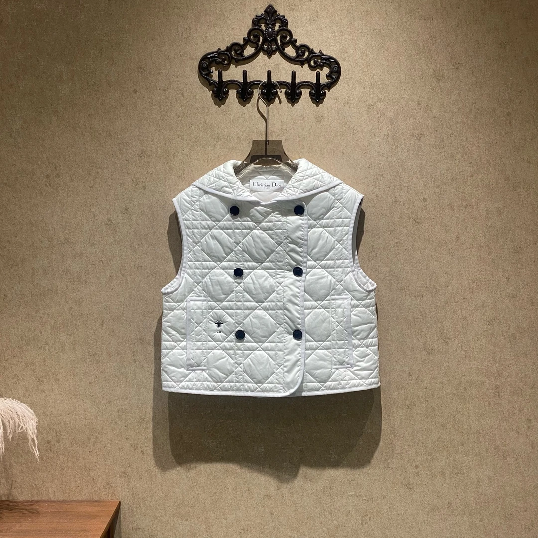 未使用 DIOR/迪奥 新款白色藤格纹小蜜蜂马甲/36码全新带吊/39035