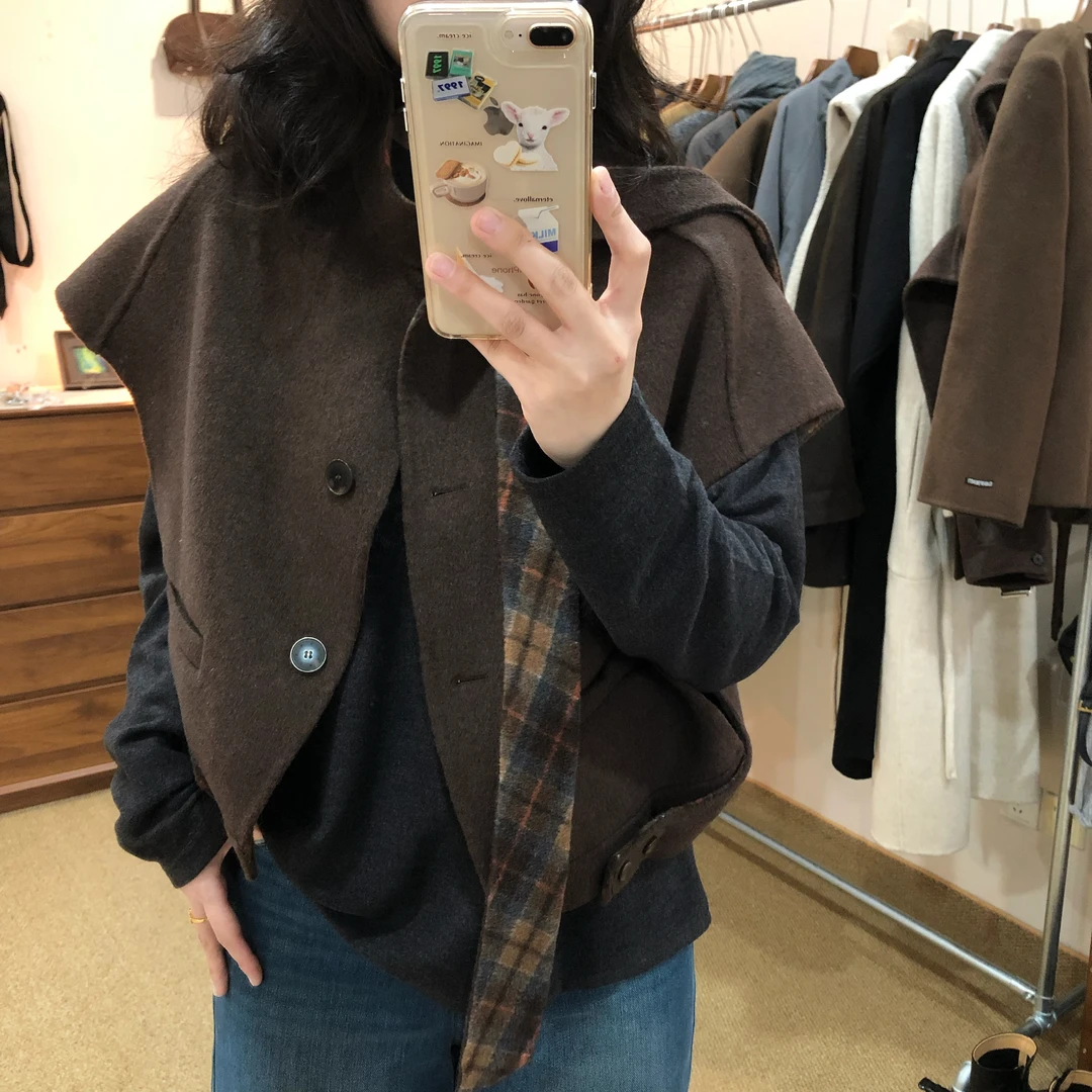 100羊毛格子马甲 no退no换 颜色以正面图为主