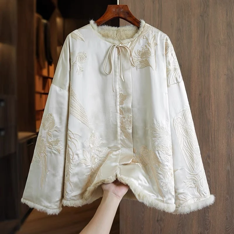 【凤仪】重磅刺绣国风冬款加厚双面双穿外套2024B2147沐沐