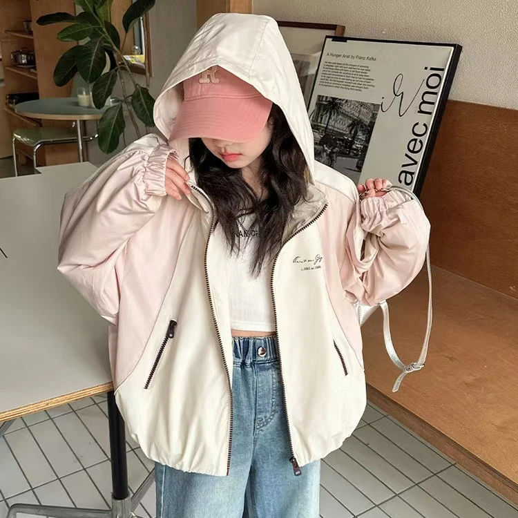 【丫丫童品】2025春季新款女大童女童字母印花外套-A124